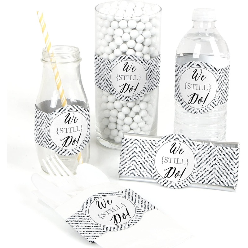 We Still Do - Wedding Anniversary - DIY Party Supplies - Wedding Anniversary Party DIY Wrapper Favors & Decorations - Set of 15