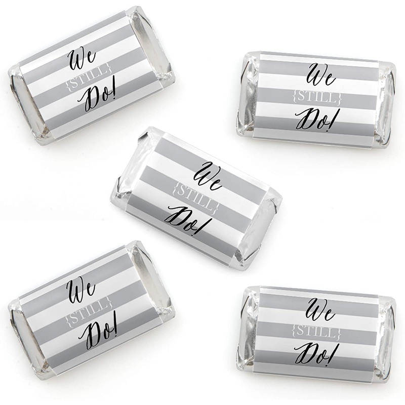 We Still Do - Wedding Anniversary - Mini Candy Bar Wrapper Stickers - Anniversary Party Small Favors - 40 Count