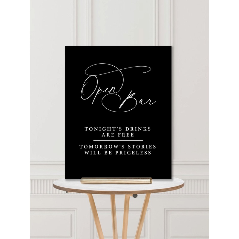 Wedding Bar Sign: Open Bar Tonights Drinks Are Free Modern Wedding Bar Sign