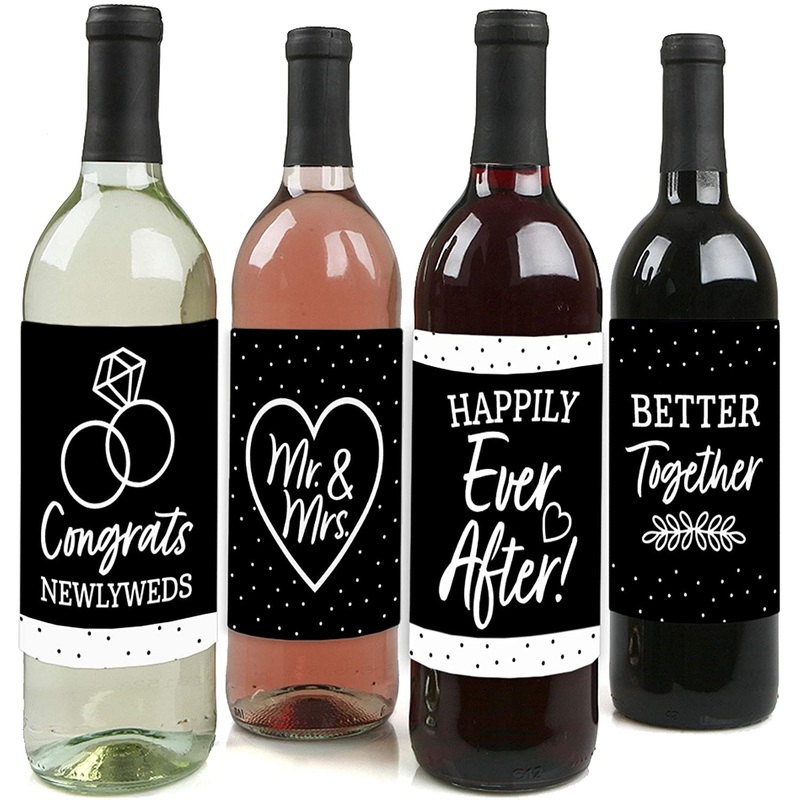 Wedding or Bridal Shower Party Wine Labels - Set of 4