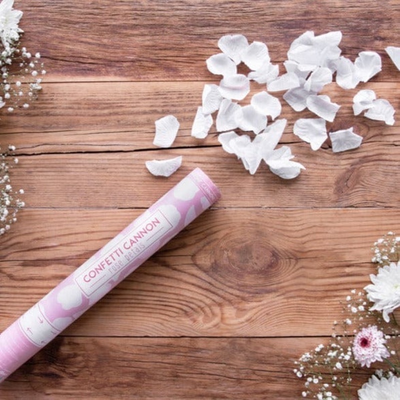 White Petals Large Biodegradable Wedding Confetti Cannon