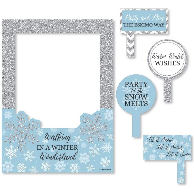 Winter Wonderland - Snowflake Holiday Party and Winter Wedding Selfie Photo Booth Picture Frame and Props