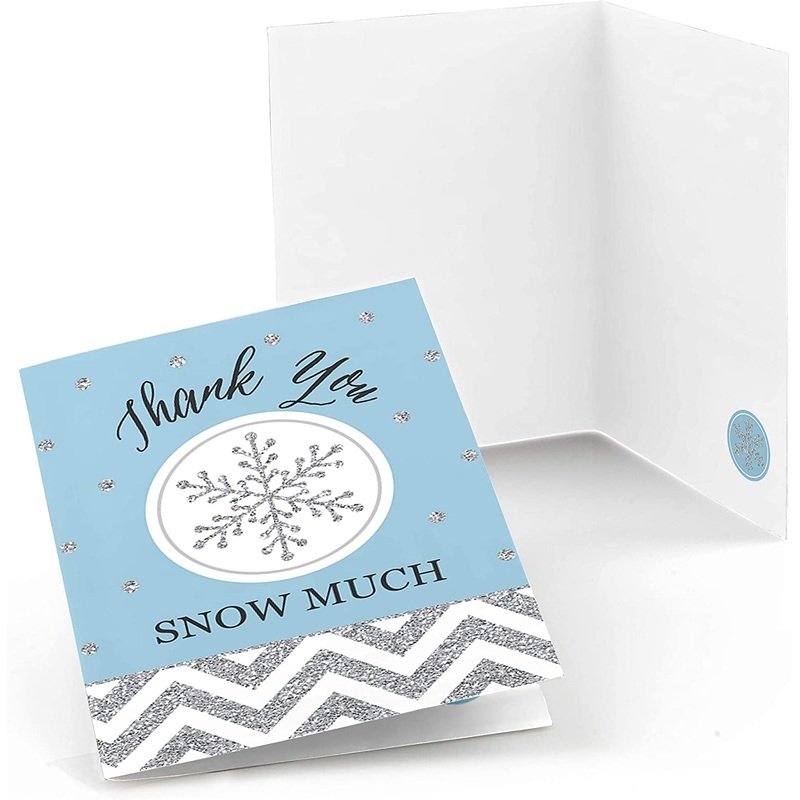 Winter Wonderland - Snowflake Holiday Party and Winter Wedding Thank You Cards (8 Count)