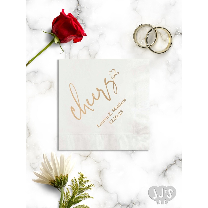 Cheers to Love Custom Printed Wedding Party Napkins