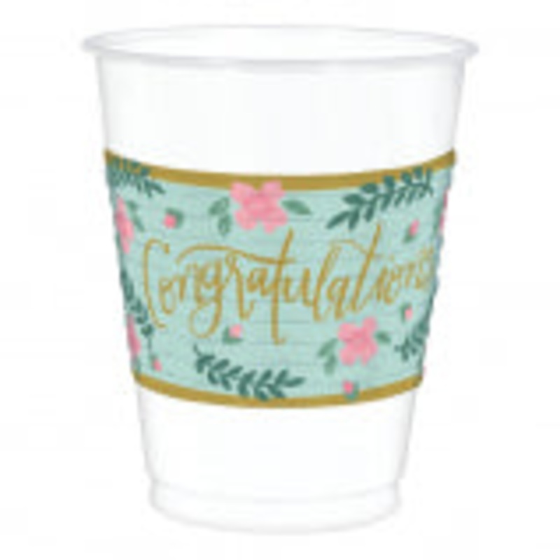 CONGRATULATIONS WEDDING PLASTIC CUPS  6CT
