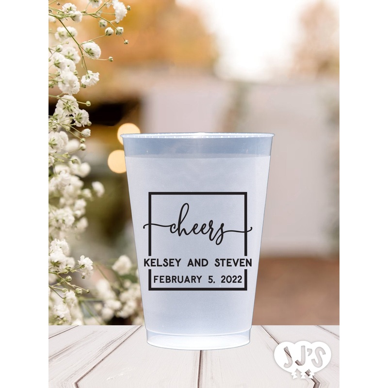 Contemporary Cheers Custom Frosted Wedding Cups