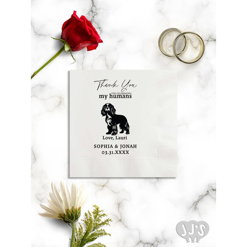Custom Dog Cocktail Napkins: Thank You Humans Full Body Dog Napkins for Wedding