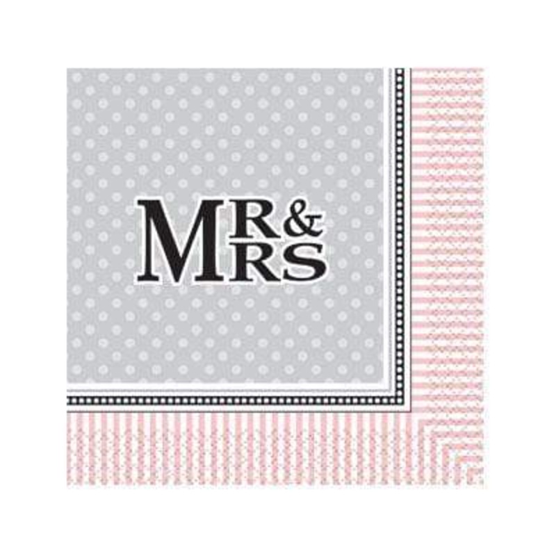 Elegant Wedding Bev Naps (16 count)