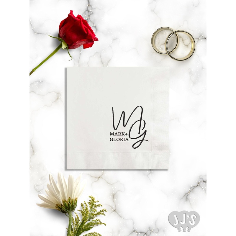 Gloriant Couple Initials Custom Wedding Napkins