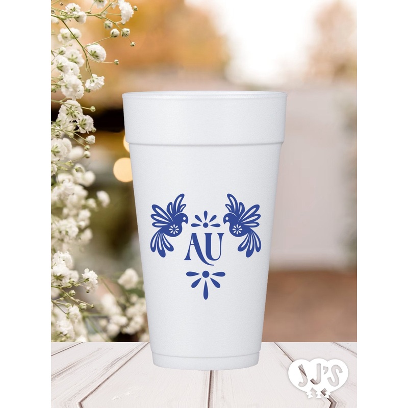 Mexican Love Birds Wedding Custom Foam Cups