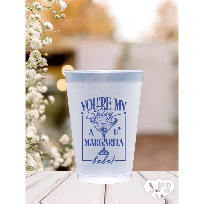 Mexican Love Birds Wedding - You're My Spicy Margarita Custom Frosted Wedding Cups