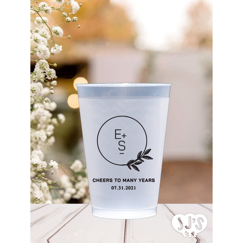 Monogram Wreath Custom Frosted Wedding Cups