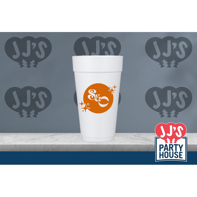 Personalized Disco Initials Wedding Foam Cups