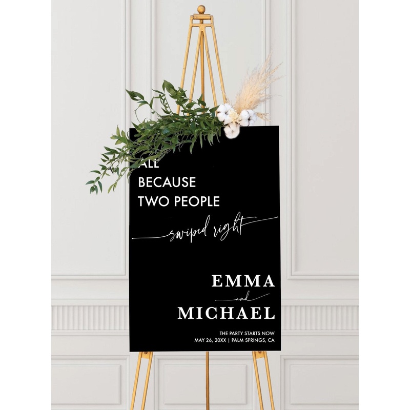 Swipe Right Wedding Welcome Sign