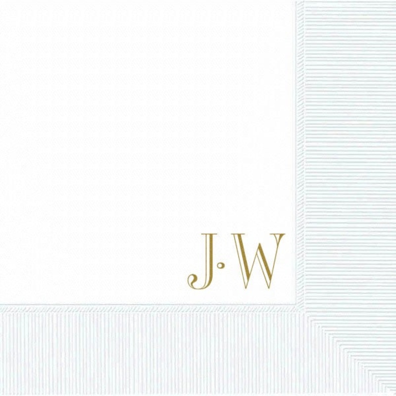 Vintage Monogram Custom and Personalized Wedding and Engagement Beverage Napkins