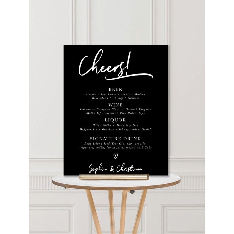 Wedding Bar Sign: Cheers Modern Minimalist Wedding Bar Sign