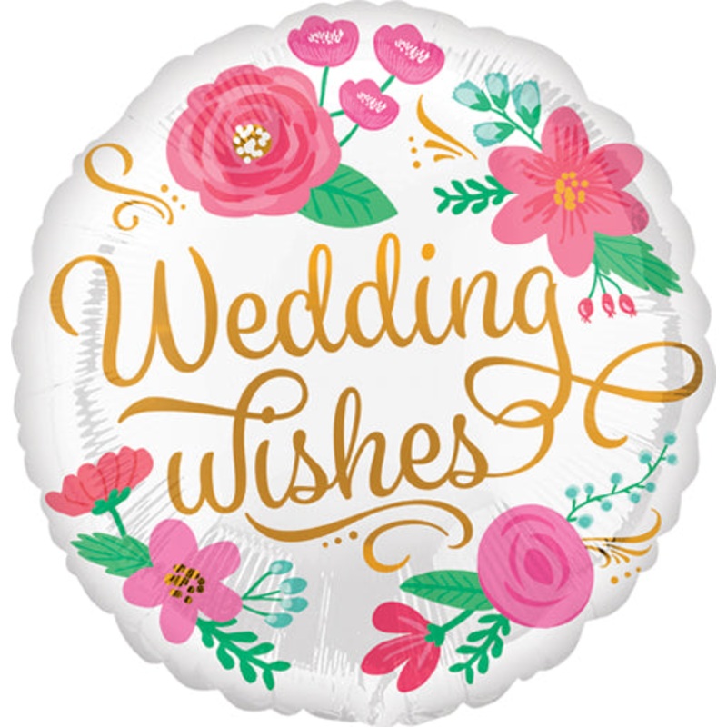 WEDDING WISHES 18" MYLAR BALLOON