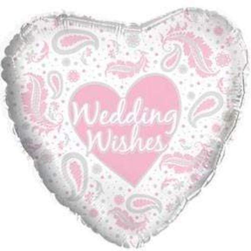 Wedding Wishes Paisley Pink18 Heart Balloon