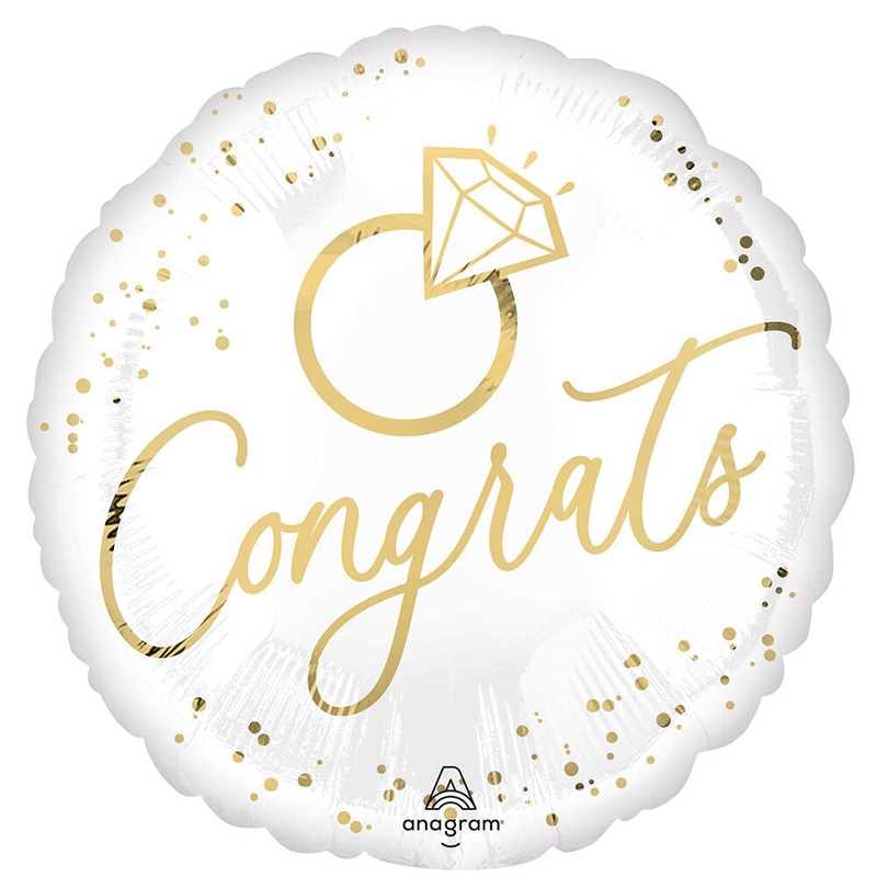White Gold Wedding 17" Balloon