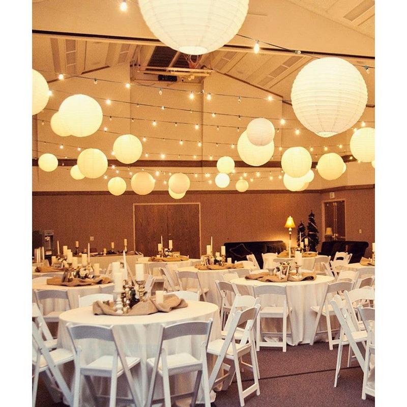 12 Packs LED Paper Lantern with Lights ,6" 8" 10" 12" Round Hanging Chinese/Japanese Ball Lantern for Wedding