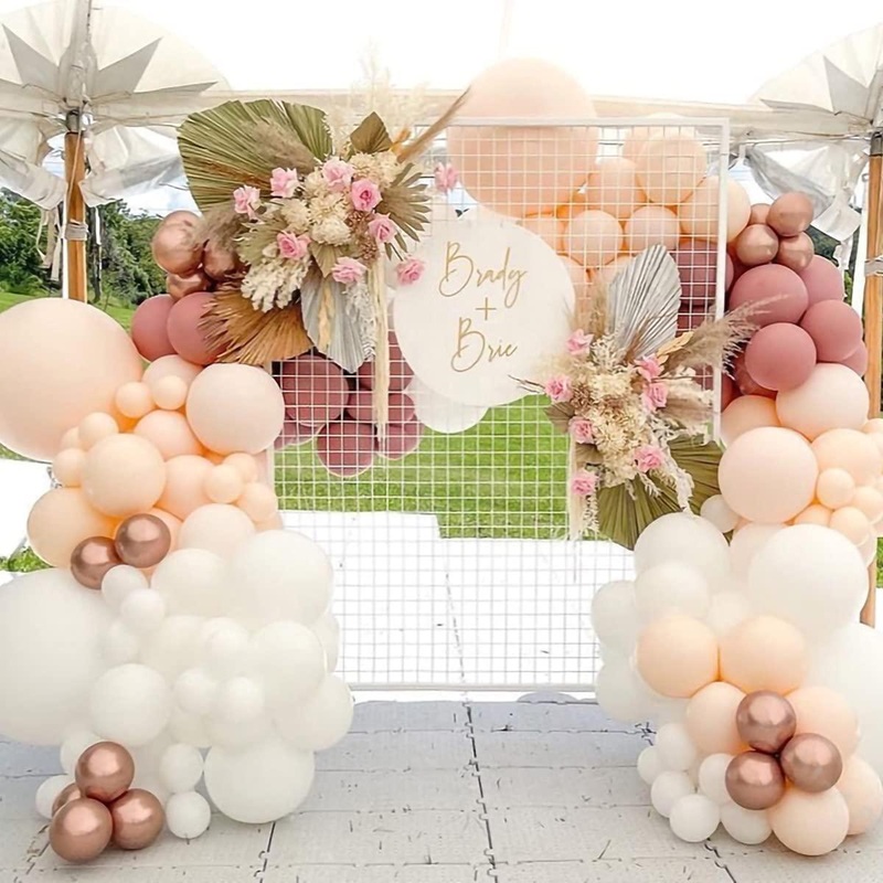144pcs Matte White Cream Peach Balloon Arch Garland Kit Wedding Decoration