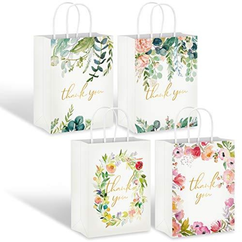 16Pcs Floral Design Small Thank You Bagsfor Wedding and Bridal Shower Party