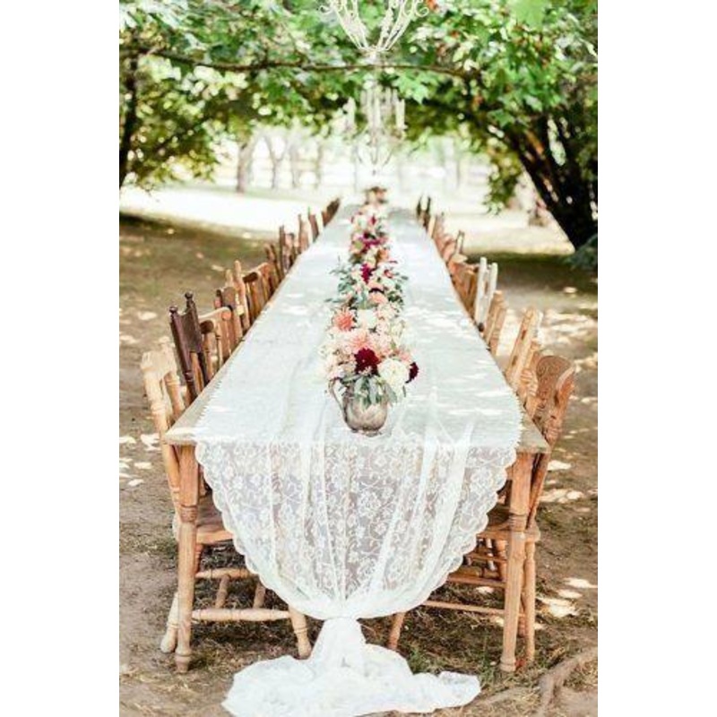 60 X120 Inch Classic White Wedding Lace Tablecloth Lace for Rustic Wedding Reception Decor