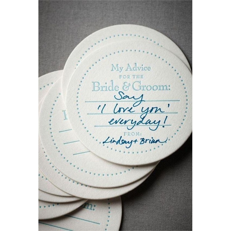 My Advice for the Bride and Groom Paper Beverage Coasters, 4-inch Round, Letterpress Cocktail Coasters, 100-Pack, Wedding Coasters for Drinks