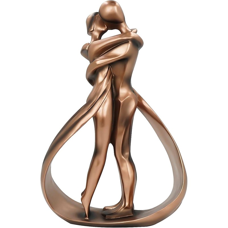 Resin Couple Modern Sculptures Home Decor, Pinkish Bronze, 10 Inch Wedding Anniversary Gifts, Valentines Gift
