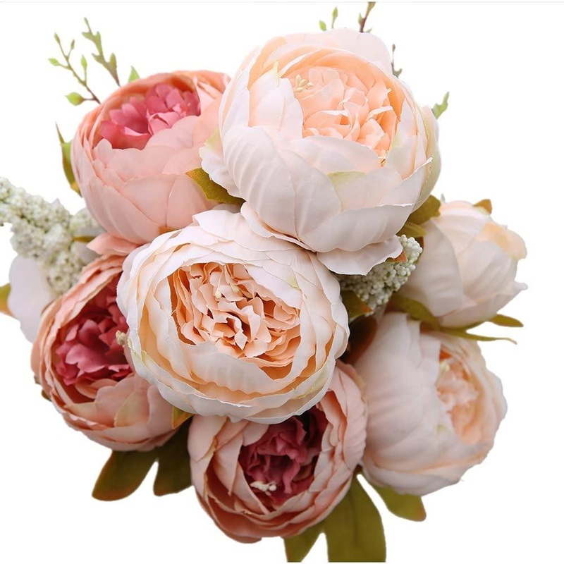 Vintage Artificial Peony Silk Flowers Bouquet Home Wedding Decorations