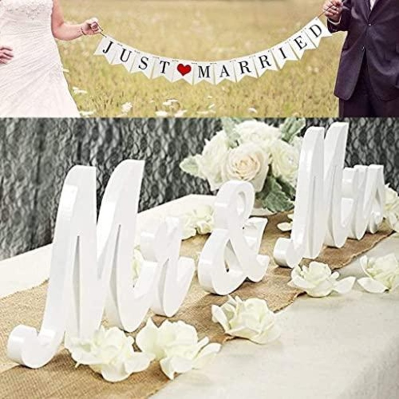Wedding Decorations Set,Large Mr and Mrs Sign & Just Married Banner,Mr & Mrs Signs for Wedding Table,Wedding Decorations