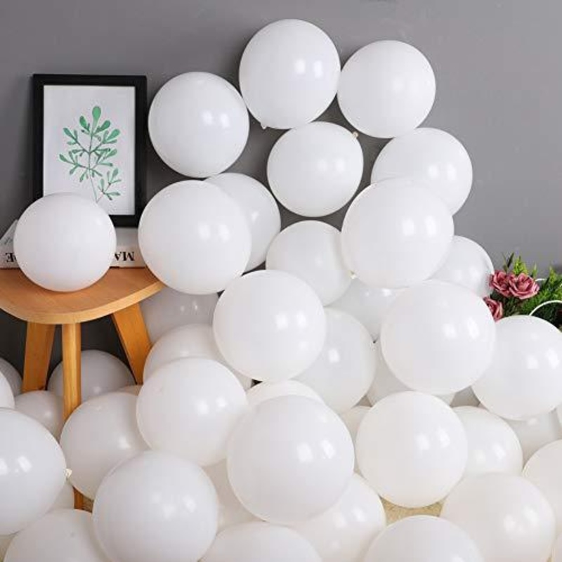 100 Pack 10 Inch Thicken Light White Balloons,Large Macaron White Latex Helium Balloons for Birthday Wedding Reception Bridal Shower Party Decorations Supplies