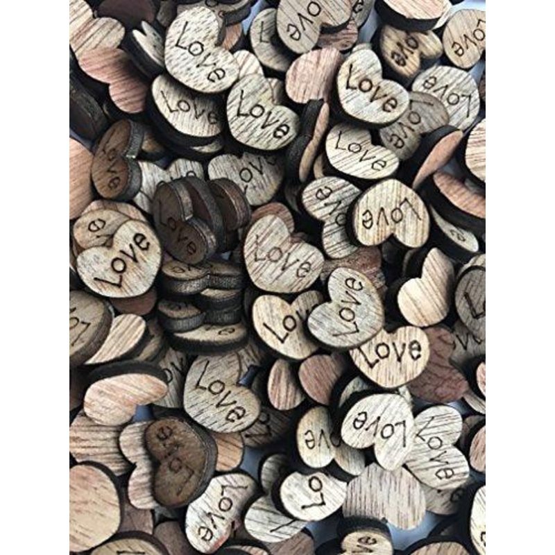 100pcs Rustic Wooden Love Heart Wedding Table Scatter Decoration Crafts Children's DIY Manual Patch