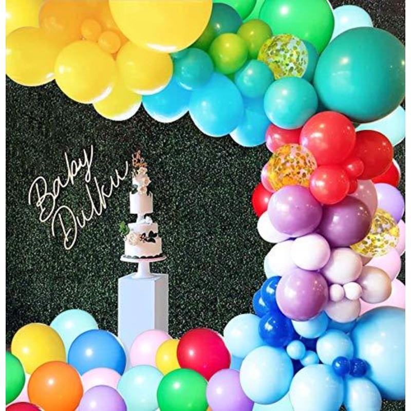 118pcs Rainbow Balloon Garland Kit Colorful 5 In 12" 18 Inch Multicolor Balloons Garland Assorted Color Size Balloons for Birthday Wedding