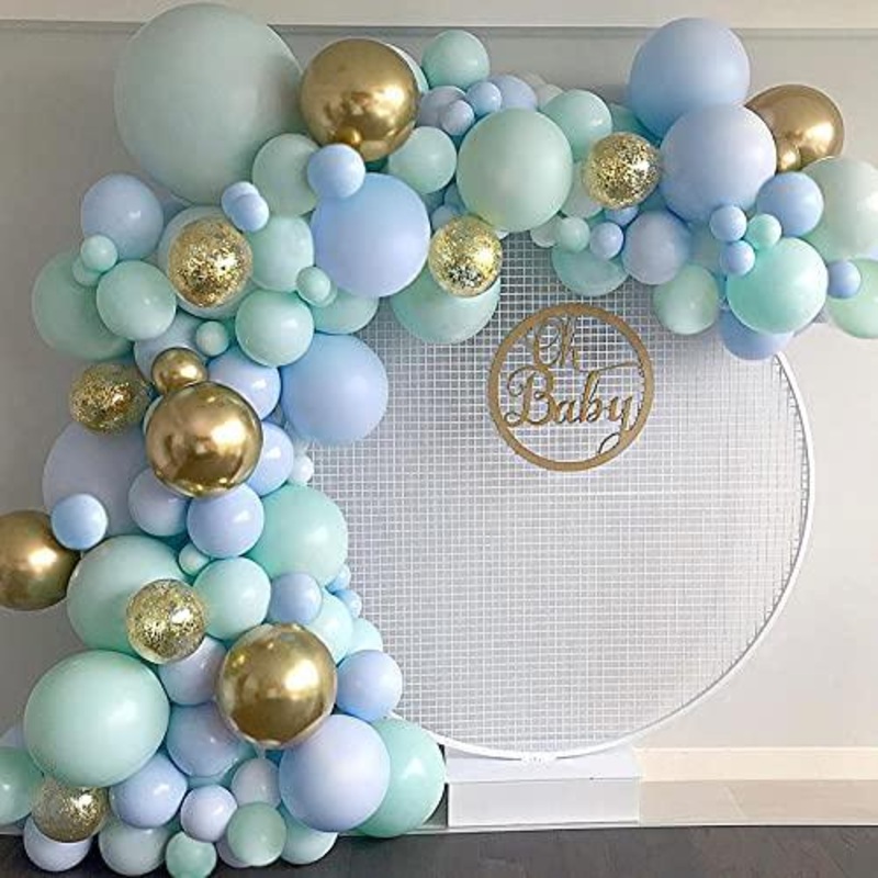 126Pcs Mint Green Balloon Blue Balloon Garland Arch Kit Confetti Gold Metallic Balloons for Wedding Baby Shower Birthday Graduation Party Decorations