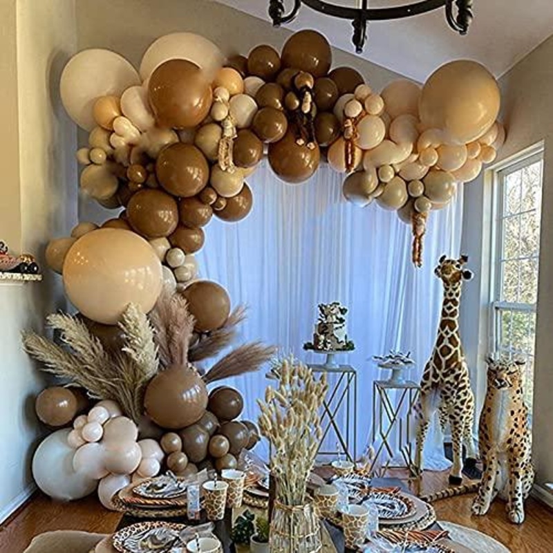 129pcs Party Balloons Arch kit Brown Peach Neutral Party Balloons Wedding Graduation Baby Birthday Decoration (129PCS- Teddy Brown)