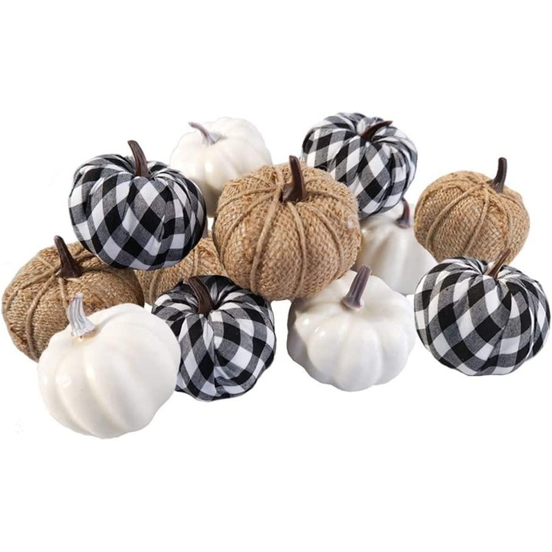 12pcs Mixed Artificial Pumpkins Fake Harvest Pumpkins for Fall Wedding Decor