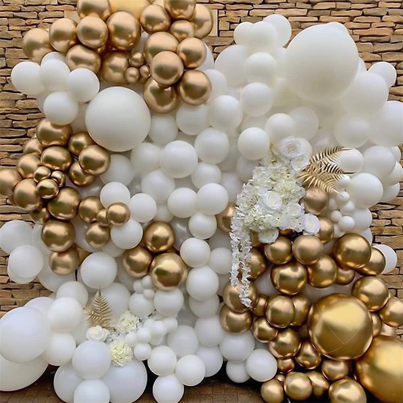 135PCS 18In 12In 5In Metallic Gold Balloon Arch Garland For Festival Picnic Family Engagement, Wedding, Birthday Party, Gold Theme