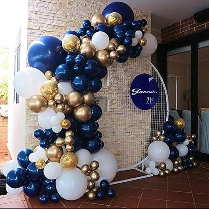 139pcs Navy Blue Gold White Balloon Garland Arch Kit For Baby & Bridal Shower, Birthday Party, Wedding, Graduation