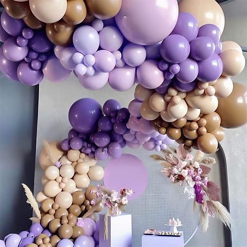 147PCS 18In 12In 5In Macaron Purple Skin color Brown Morphine Balloon Arch Garland For Women ,Baby Shower, Engagement, Wedding, Birthday Party