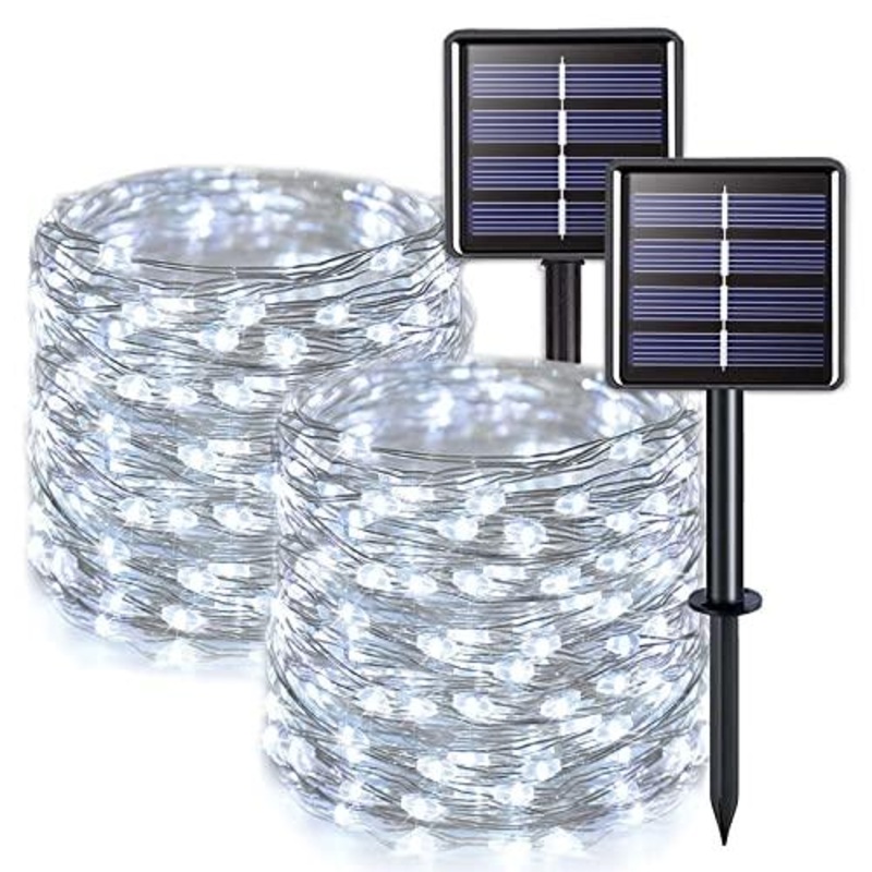 2pcs White Solar Fairy Lights for Wedding and Home Party Decorations