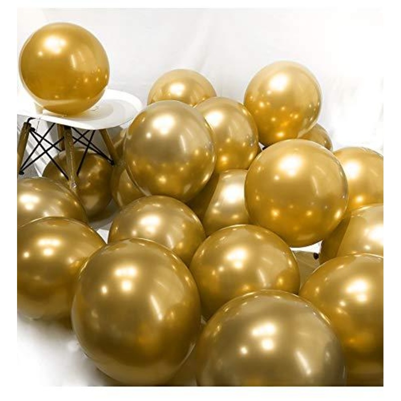3.2g 12Inch 100pcs Metallic Chrome Balloon in Gold for Wedding Birthday Party Decoration (Gold)
