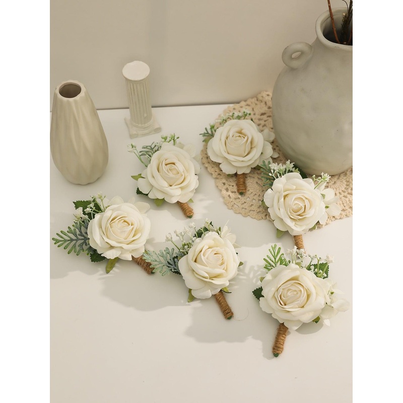 6pcs Flower Decor Boutonniere For Weddings