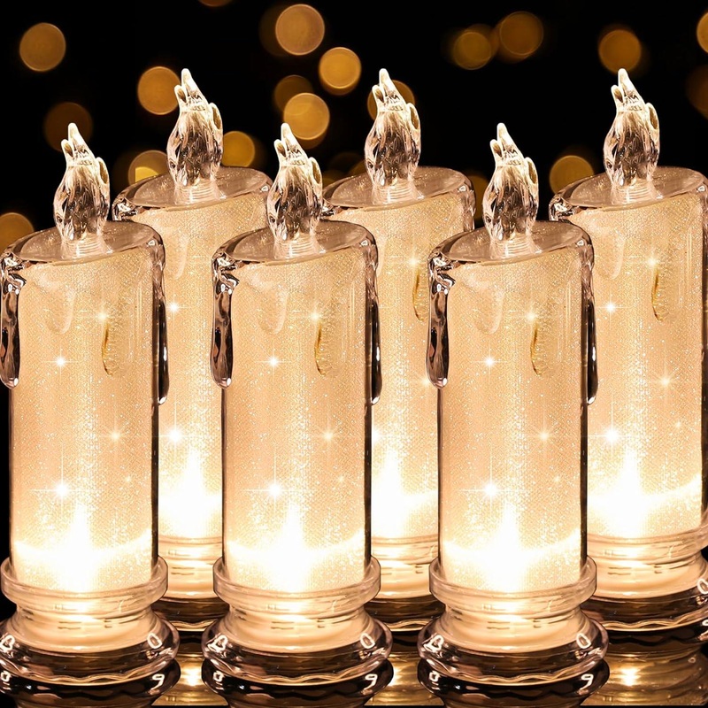 6PCS White LED flameless Candles,LED Clearance Pillar Candles for Valentine's Day Wedding Birthday Decorations