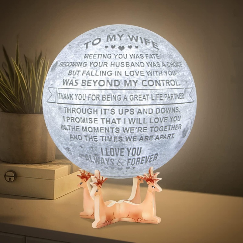 Engraved 3D Moon Lamp Gifts Wedding Anniversary for Wife ,to My Wife Gifts from Husband