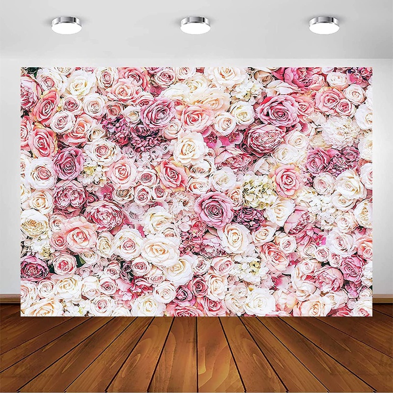Floral Backdrop for Parties Photoshoot Pink Rose Flowers Wedding Birthday Party Photography Background