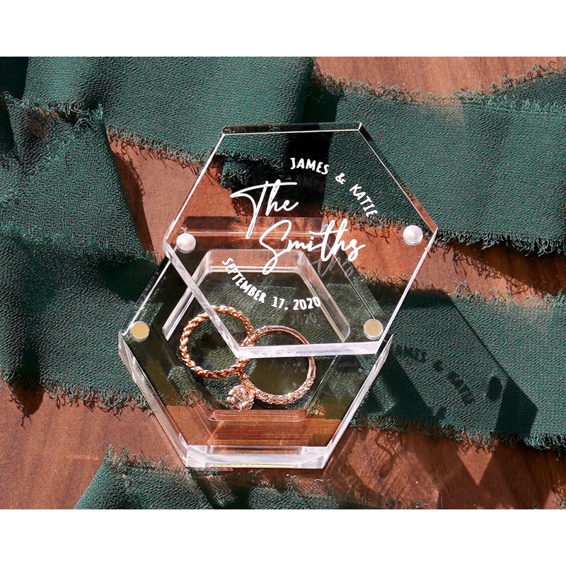 Personalized Wedding Ring Box | Custom Acrylic Ring Box | Engraved Ring Bearer | Engagement Wedding Ceremony Ring Box