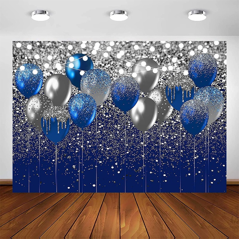 Royal Blue Glitter Backdrop for Birthday Wedding Prom Graduation Photography Background