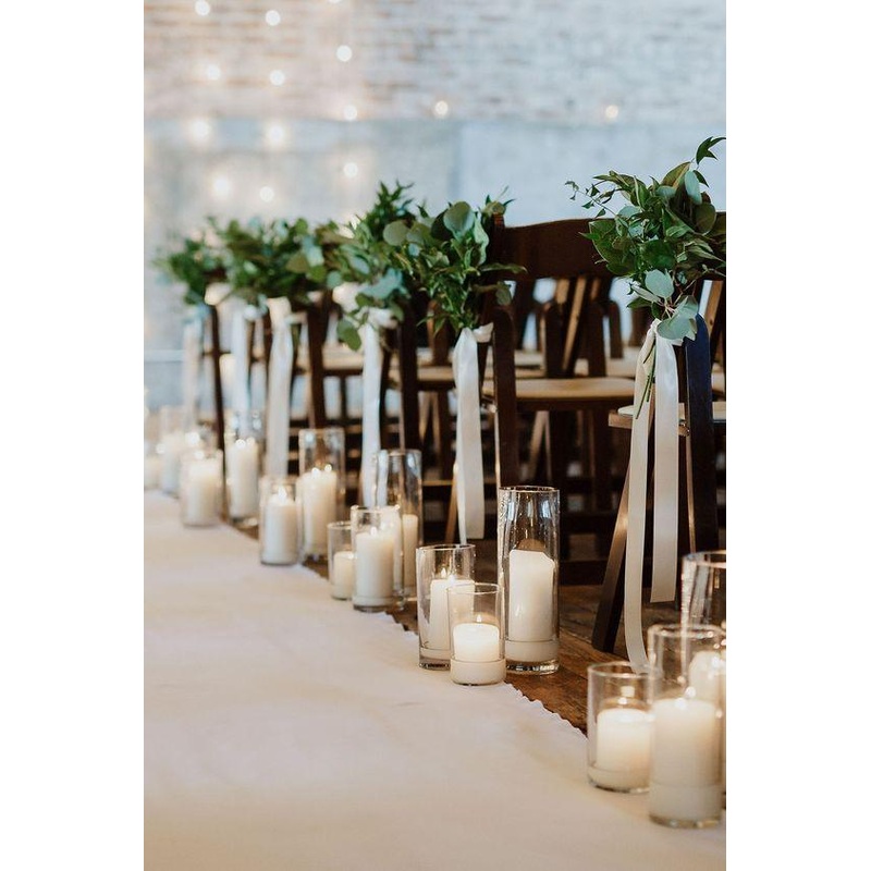 Set of 3 Clear Glass Flameless Candles Battery Operated  for Wedding Aisle Decorations