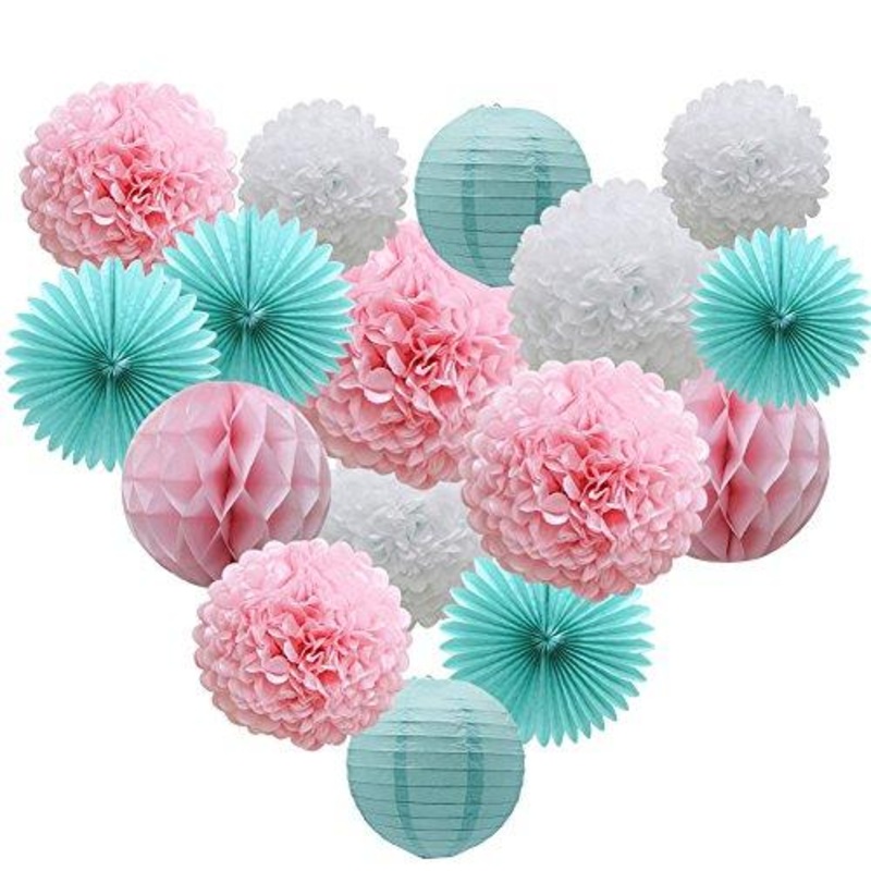 Teal Party Supplies for Bridal Baby Shower First Birthday Party Wedding Decorations (16pcs)